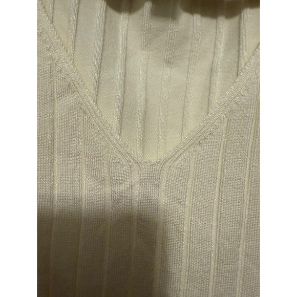 Cato Established Women's Cream Ribbed V Neck Sweater Top Plus Size 26/28 Knit - Picture 6 of 10